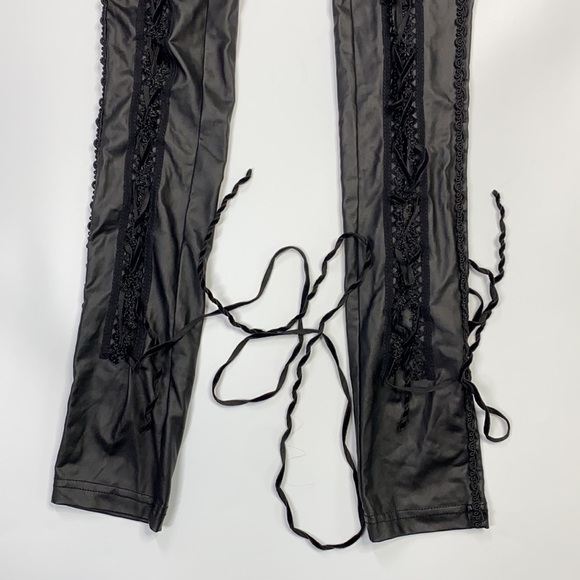 Punk Rave Goth Black Lace Up Leggings Size Small - Picture 4 of 12